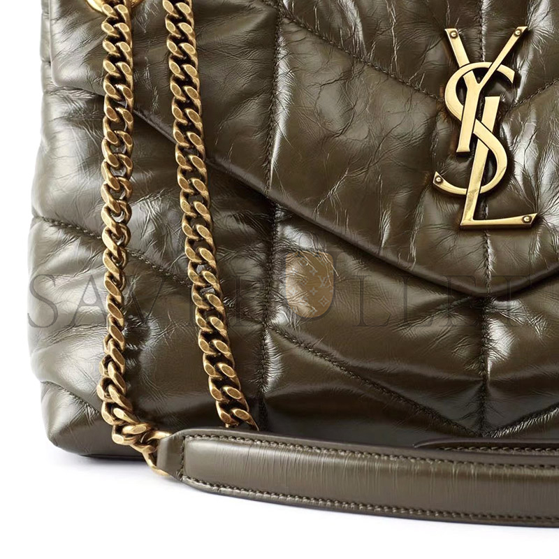 YSL PUFFER SMALL CHAIN BAG IN CRINKLED LEATHER 577476200452 (29*17*11cm)